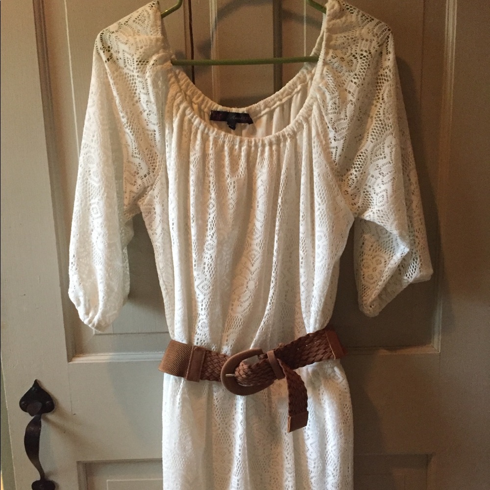 Off the shoulder dress with belt